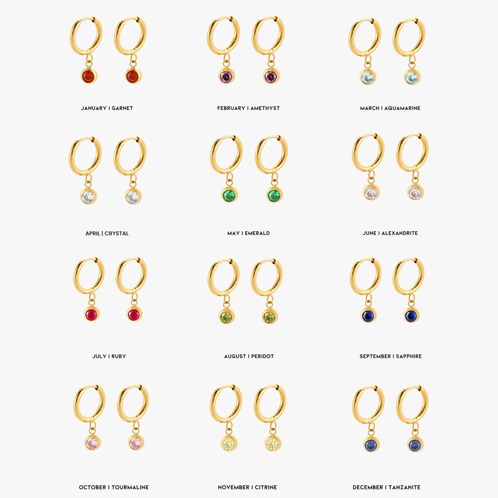 Birthstone Charm Hoops