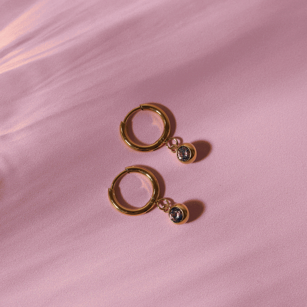 Birthstone Charm Hoops