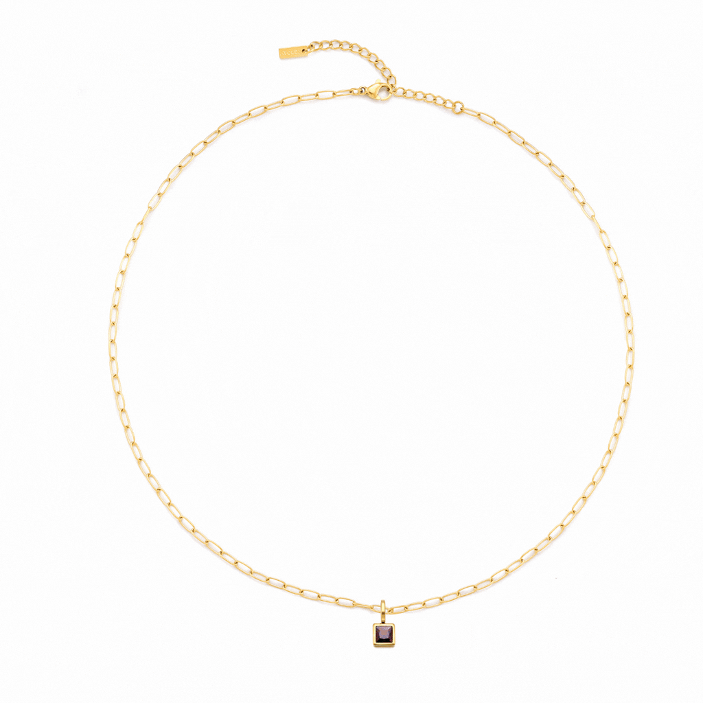 Paperclip Birthstone Necklace