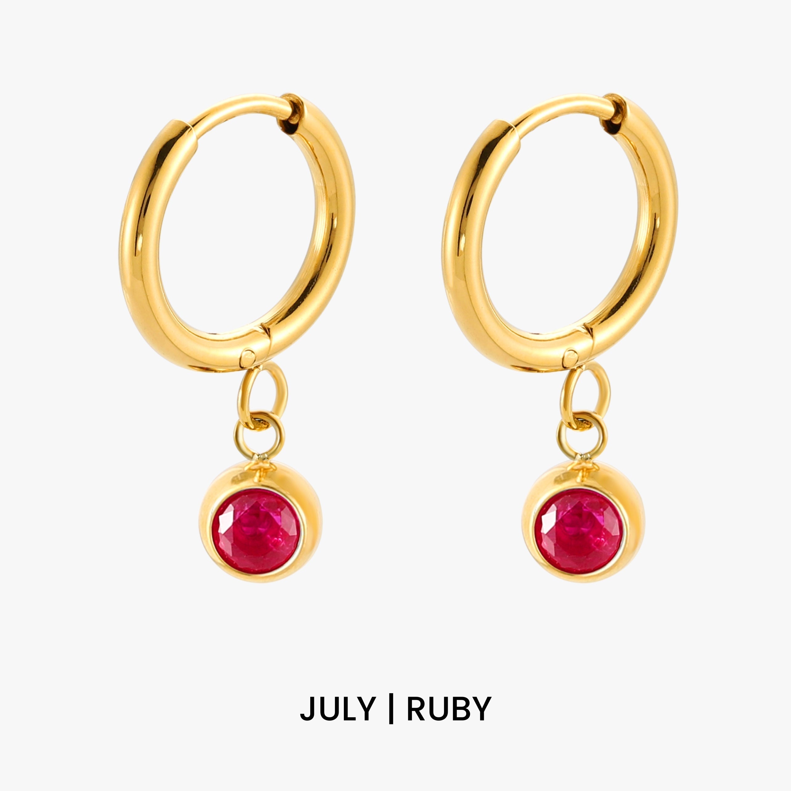 Birthstone Charm Hoops