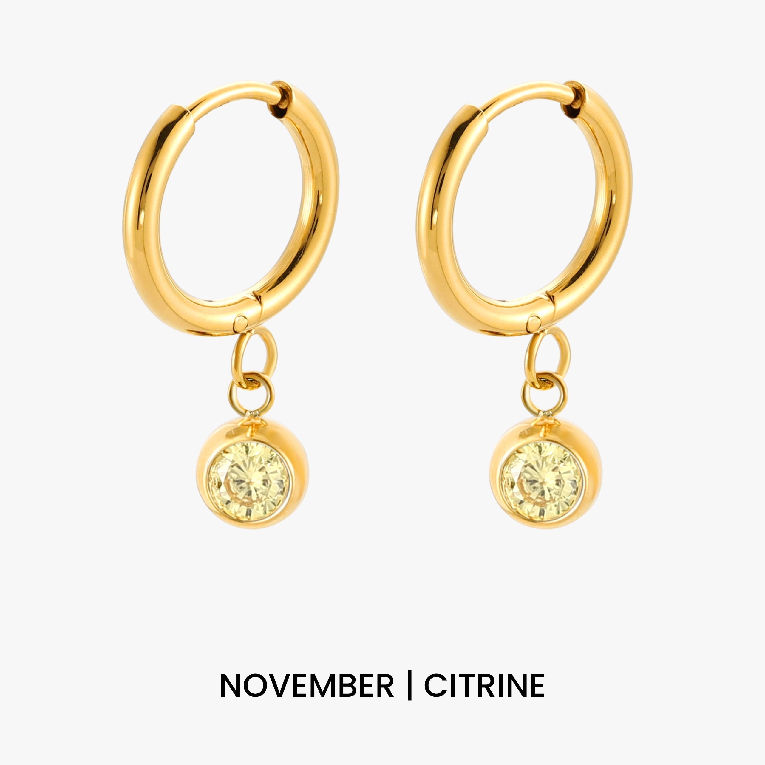 Birthstone Charm Hoops
