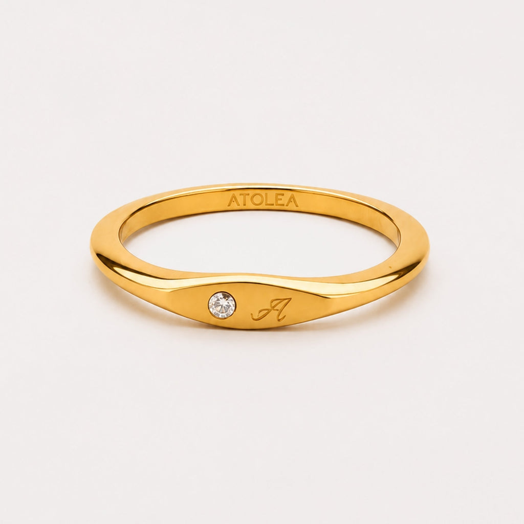 One-Initial Crystal Ring