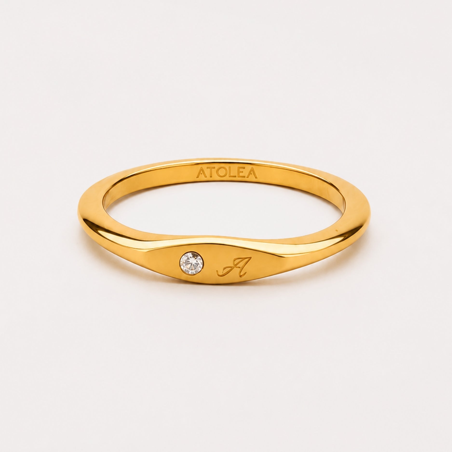 One-Initial Crystal Ring
